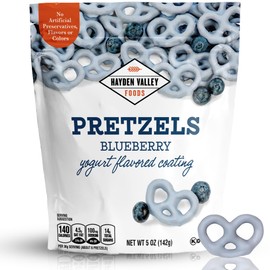Hayden Valley Foods Blueberry Yogurt Flavored Covered Pretzels | 5 oz Resealable Bag | Gourmet Flavored Blue Pretzels