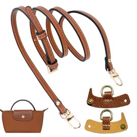 zoerbufan Strap for Longchamp Mini Bag Strap, Adjustable Leather No Punch Replacement Shoulder Bag Strap for Long Champ Bag Wome, Brown Bag Accessories