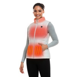 ORORO Women's Lightweight Heated Vest with Battery Pack (White,L)