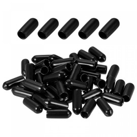 sourcing map 200 Pack 4mm ID Black Screw Thread Protectors Rubber End Caps Bolt Covers for Screw Bolt Furniture Pipe