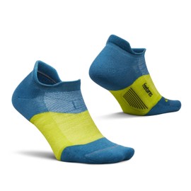 Feetures Merino 10 Cushion No Show Tab Sock Stripe (1 Pair) Medium, ElementalBlue