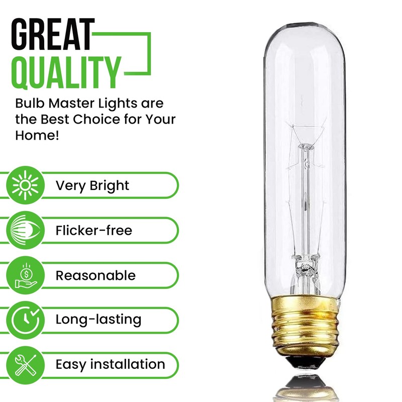 BULBMASTER 25 Watts T10 Tubular Clear Incandescent Light Bulb, Antique