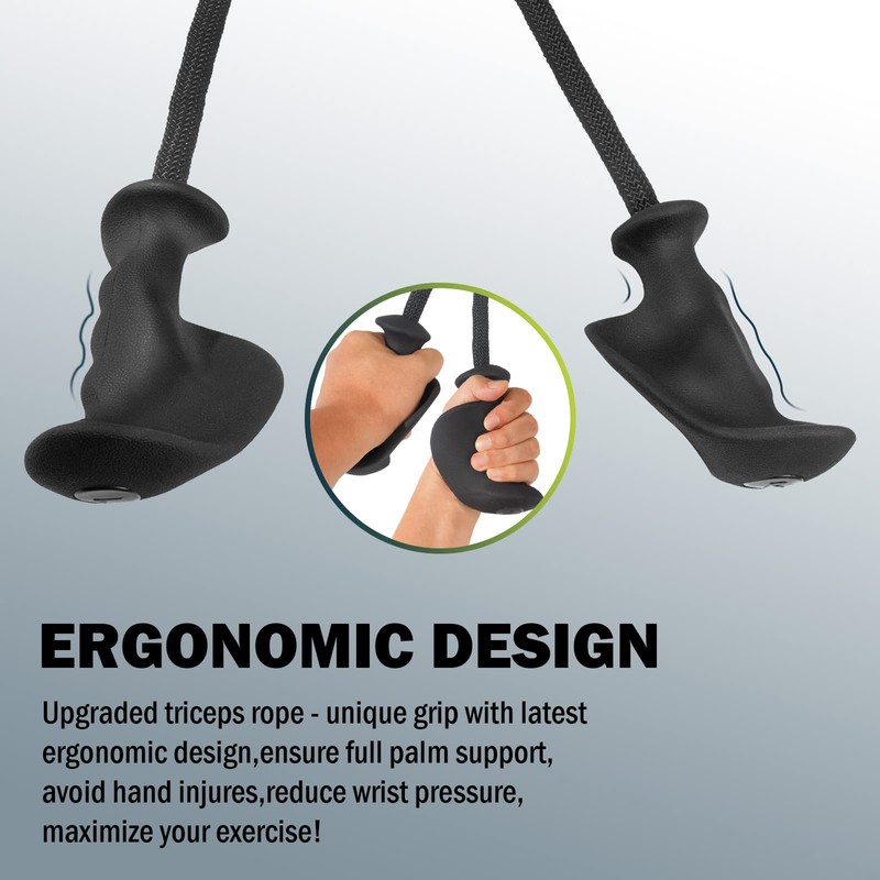 DASKING Ergonomic Triceps Pull Down Rope with Non-Slip Natural Rubber