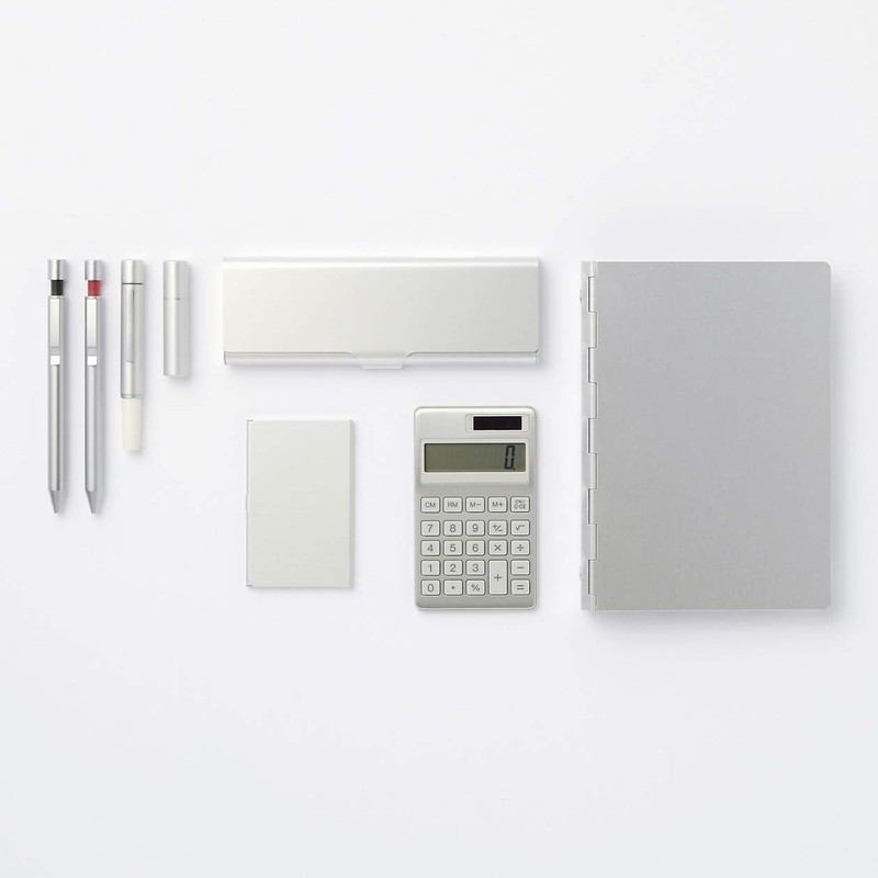 Muji Aluminum Pencil Case, Flat Type, Approx. 2.4 x 6.9