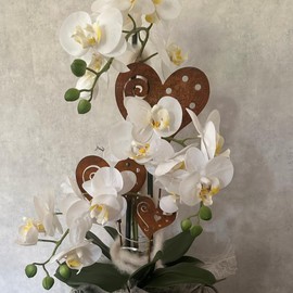 Generisch Heart Garden Stake, Flower Stake, Rust Stake, Patina Decoration, Weatherproof, Set of 3