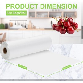 Food Storage Bags, 12" X 16" Plastic Produce Bag, Clear Plastic Bag for Food, Fruit, Vegetable, Refrigerator Storage, Kitchen, Food Plastic Bag on a 350 Bags/Roll (1 Rolls)