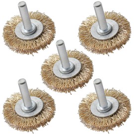 Brass-Coated Wire Brush Set – Wheel, Cup & End Brushes with 1/4" Hex Shank, Heavy-Duty Carbon Steel Bristles for Rust Removal & Paint Stripping (Copper Plated Steel)