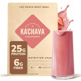 Ka’Chava All-In-One Nutrition Shake Blend, Strawberry, 15 Servings, 85+ Superfoods & Nutrients, Greens Plant-Based Powder Protein Drink, Digestive Enz