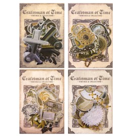 URROMA Vintage Stickers, 120 Pcs PET Vintage Metal Pattern Stickers Vintage Scrapbook Supplies for Creative Journaling DlY Aesthetic Decor