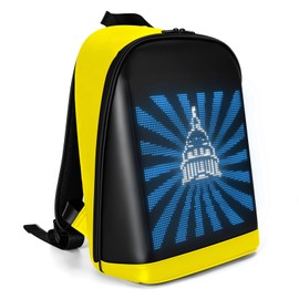 Tesinll Laptop Backpack with LED Display, DIY Fashion Backpack, Waterproof Shoulder Travel Backpack, Gift for Men Women Fits 15.6 Inch Laptop, 10.4L (Yellow)