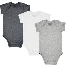 123 Bear Baby Cotton Spandex Short-Sleeve bodysuits unisex boy girl (Gray 3pk, 6-12 Months)