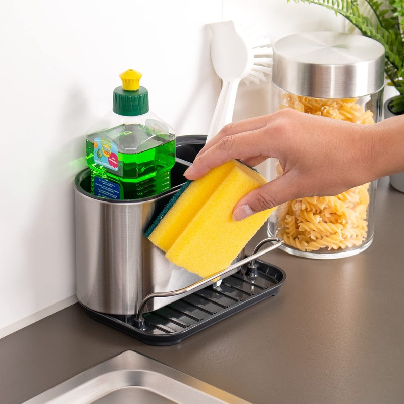 bremermann Sink Organizer with Sponge Holder and Dish Brush Holder,