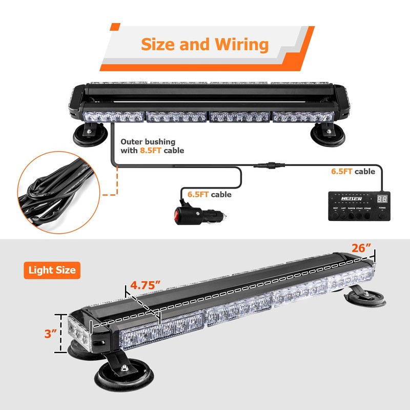 WeiSen LED Strobe Light Bar, 27" 54 Double Side Warning