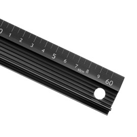 Kozelo Raised Grip Metal Ruler - [60cm ] Aluminum Alloy Precise Measurement Cutting Straight Protective Ruler Ruler Black for Office Measure Cut Drawing Use, 1mm Precision