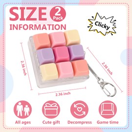 2 Pcs Keyboard Fidget Toy, Keyboard Fidget Clicker for Adults Relieve Stress and Anxiety Decompression Keyboard Fidget Keychain (Pink)