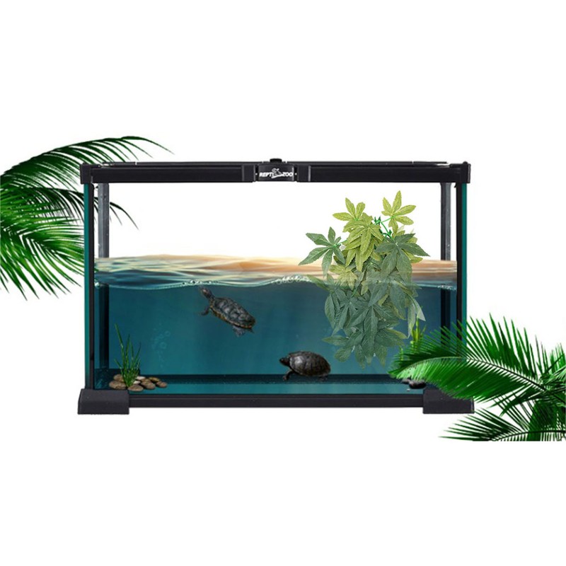 Green Artificial Plant Fake Leaves Aquarium Fish Tank Reptile Terrarium