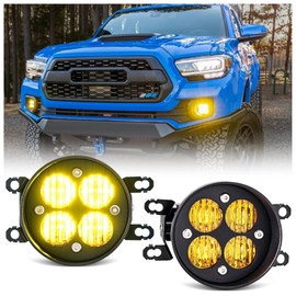 SHINEFIT Yellow Lens LED Fog Lights for Tacoma 2016-2022 / Tundra 2014-2021 / 4Runner 2010-2019 High Power Wide Angle Flood Beam Front Bumper Fog Lights