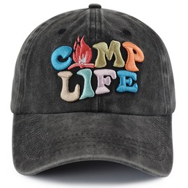 Gomcdlwn Camping Accessories for Men Women, Funny 3D Embroidery Camping Stuff Hat, Adjustable Cotton Happy Camp Life Decorations Baseball Cap, Hiking Camping Gifts for Dad Mom Grandpa Grandma Friend