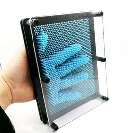 MINGZE 3-dimensional Pin Sculpture, 3D Pin Art Board, Pin Impression Hand Mold Toy, Classic Pin Art Toy Sculptures, Great Toy for Children & Adults - Light Blue