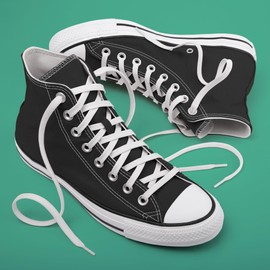 Miscly Flat Shoe Laces for Sneakers, Multiple Lengths and Colors Available (White, 36″ (91 CM))