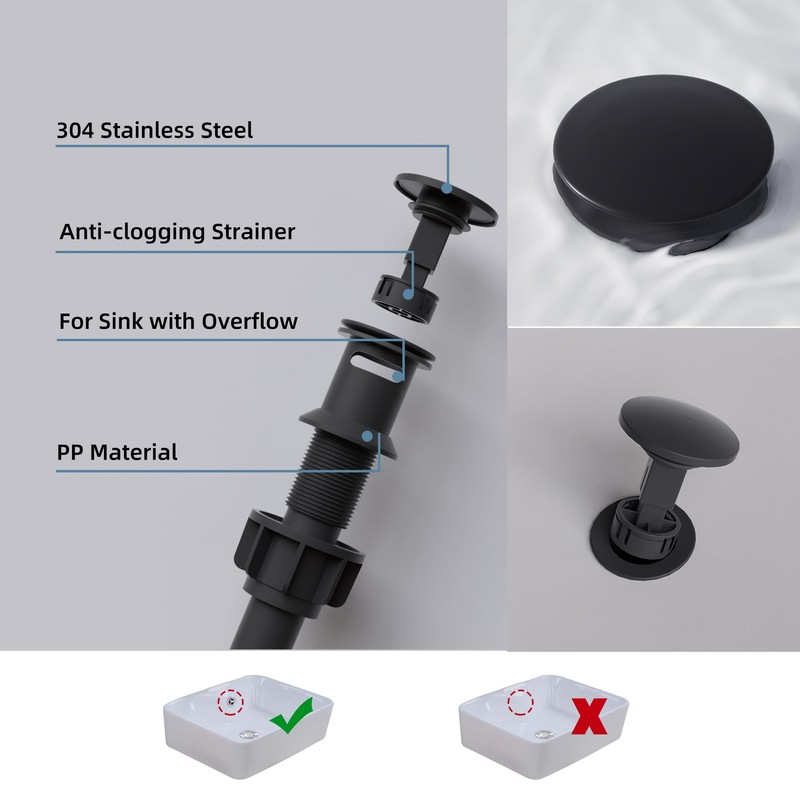 BELZ Matte Black Bathroom Faucet, Modern Single Handle One Hole
