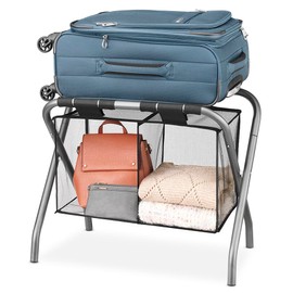 Whitmor Luggage Rack with Accessory Shelf - Black