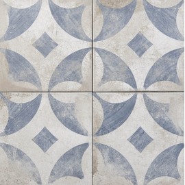 8.7 x 8.7 San Marino Genuine Porcelain Wall Floor Tile Weathered Blue and Linen (4 Piece Pack)