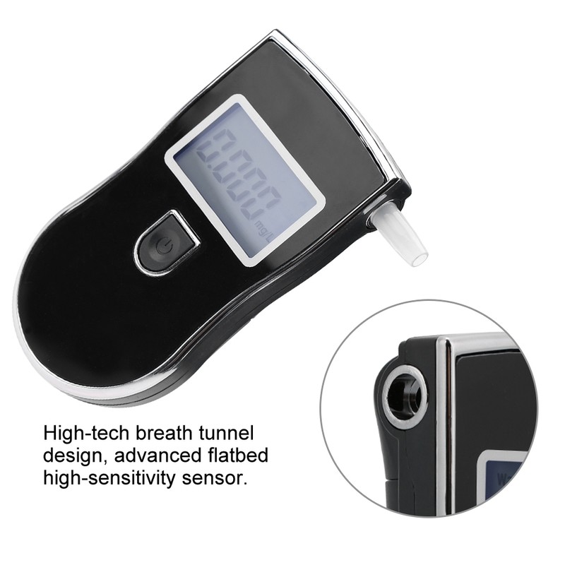 Professional Digital Breath Alcohol Tester High Precision Portable Black