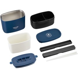 Pearl Metal HB-5444 Home Label Stainless Slim Lunch Jar with 890 Bag, Navy