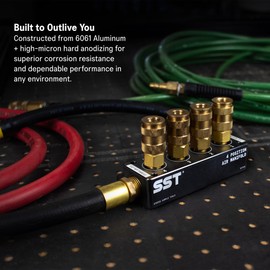 SST - Air Manifold - 1/2" NPT Inlet and 1/4" NPT Outlet - Multi-Port Function - Air Compressor Fittings - (3 Position)