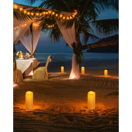 Enido Enido 12 Pc Flameless LED Candles with Remote & Timer, Outdoor Waterproof, Flickering Electric Warm Lights for Cozy Home & Holiday Romantic Decor, Battery Operated