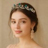Gold Green Princess Tiara for Women Small Bride Crown for