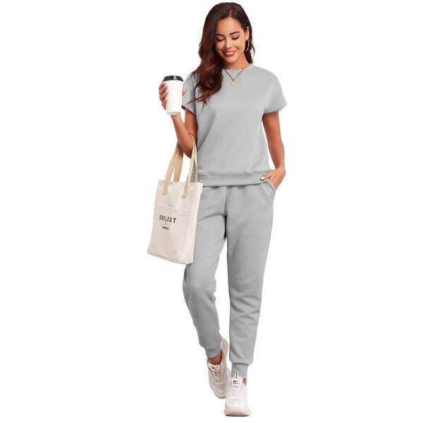 Famulily Women's 2 Piece Summer Cozy Jogger Set Loose Solid