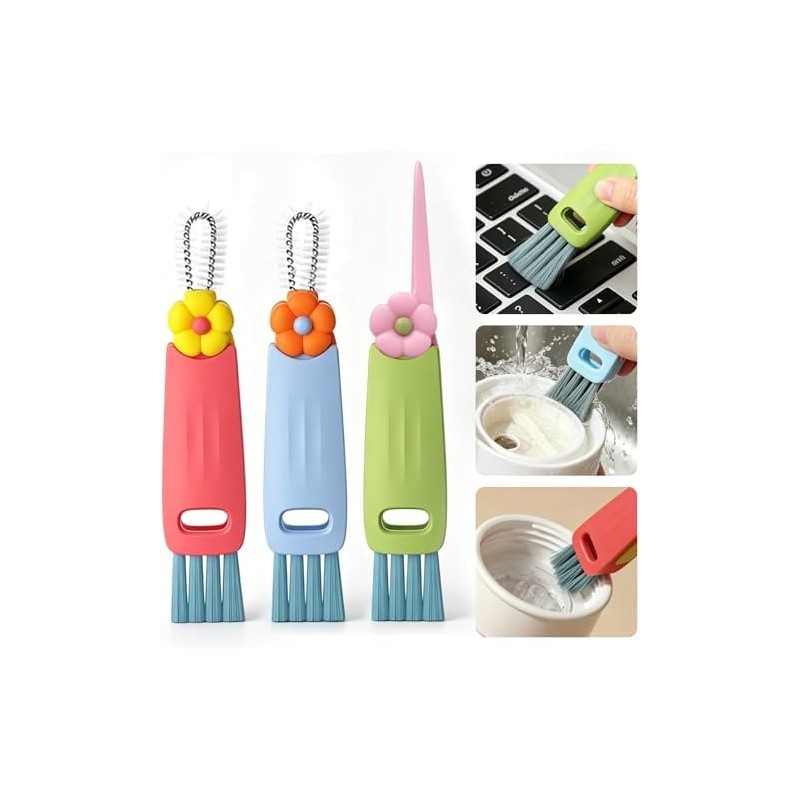 3PCS Cepillo para Botellas, Genérico Cepillo Limpieza Tapa Taza 3