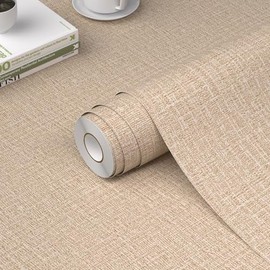 WADILE - Papel pintado para despegar y pegar, 15.7 x 78.7 pulgadas, papel de contacto texturizado para gabinetes, papel de pared de lino sintético, papel tapiz de vinilo de tela, autoadhesivo, color caqui