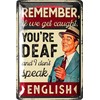 LANOLU Retro Tin Sign Remember Deaf English, Funny Signs with