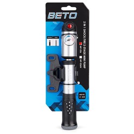 BETO Mini Bicycle Pump with Presta/Schrader Valves, 300PSI Bicycle Air Pump HI-P/HI-V Dual Mondus for Road Bike, Mountain Bike, BMX Silver
