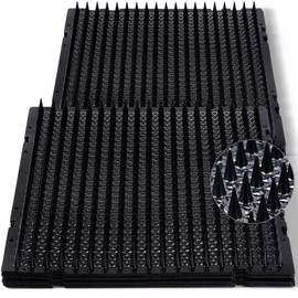 16 Pack Cat Repellent Outdoor Mat Cats Dogs Plastic Bendable Spiked Deterrent Training Repellent PET Mats with Spikes for Indoor Outdoor Supplies, 18.3 Square Feet, 16 x 13 Inch(Black)