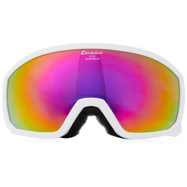ALPINA Scarabeo JR. Q-Lite Mirrored Contrast Enhancing OTG Ski Goggles with 100% UV Protection for Children, White, One Size