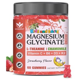 Magnesium Glycinate Gummies for Kids & Adults - Relaxation & Cognition Support - 400/200mg Magnesium Supplement with L-Theanine, Chamomile, B6, D3 & K