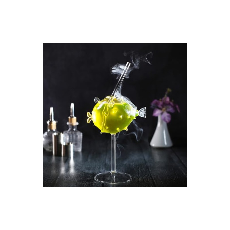 bar@drinkstuff Fairytale Cocktail Glasses (Stemmed Puffer Fish, Pack of 4)