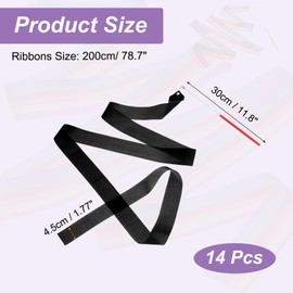 PATIKIL Dance Ribbons, 14 Pack 78.7 Inch Gymnastics Dance Streamers with Non-Slip Wand Dance Flags for Gifts, Dancing, Talent Shows, Baton Twirling, Black