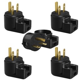 JORINDO 5 Pack 90 Degree 3 Pole DIY Rewirable,Right Angle Nema 6-15P 15A 250V AC Plug,12 Direction Rotatable Plug,Replacement Cord Connector Outlet.