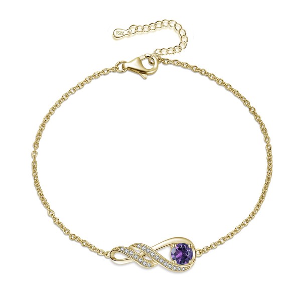 LOCIBLO February Birthstone Bracelets for Women 925 Sterling Silver Purple