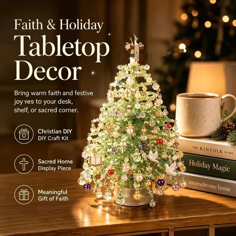 DIY Beaded Christmas Tree Craft Kit for Holiday Decorating –
