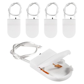 Alinan 5pcs Button Battery Holder Coin Cell Battery Holder with Switch CR2032 1 X 3V Battery Holder Battery Storage Boxes Cover with Wires On ON-Off Switch Socket Container (White)