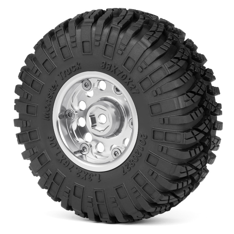 Zolikar 4Pcs 1.3" Beadlock Metal Wheels Rims Hub & Rubber