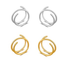 Goenjoy Double Hoop Earrings for Single Piercing，Handmade Cartilage Piercing, Twist Double Hoop Huggie Earrings, Wrap Earrings Spiral Earrings for Women