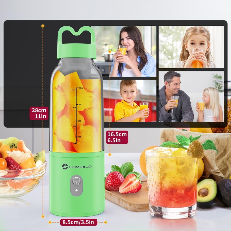 Portable 14OZ Juicer， High-Powered at 175W for Smoothies, Ice Blending,