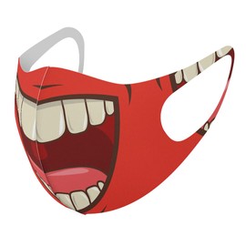 igsticker 008104 Design Mask, Set of 2, Polyester, Washable, Cloth Mask, Unisex, Unique Mouth, Red, Illustration